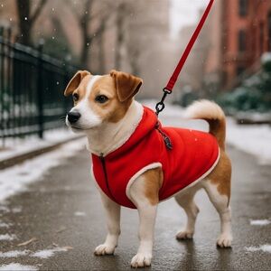 Four Paws Red Fleece-Lined Dog Harness Jacket Small-Med 11x15 Cozy Winter